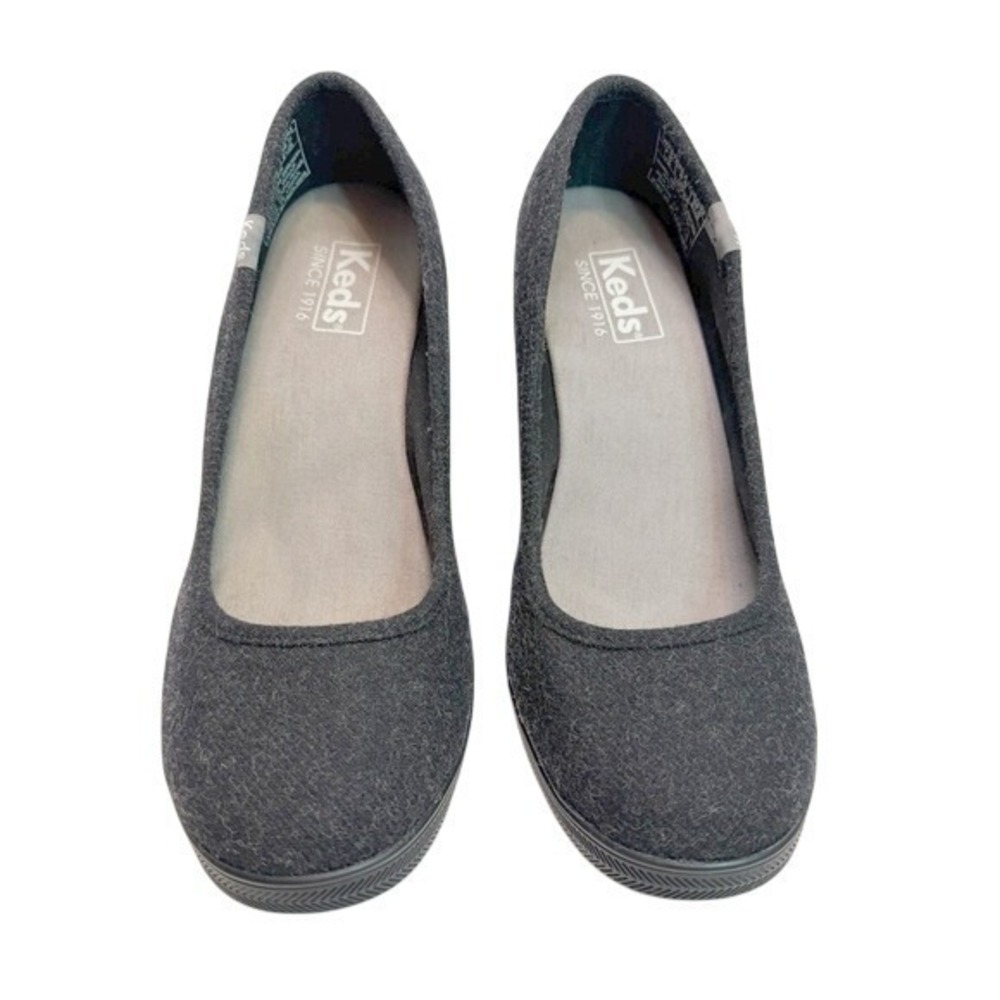 Keds Wool Blend Wedge Grey Plaid Heels Women's Size 7.5‎